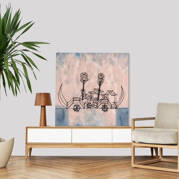 Quadro Stampa su Tela con Telaio in Legno Paul Klee - Old Steamboat