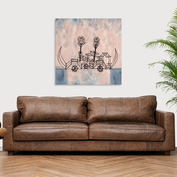 Quadro Stampa su Tela con Telaio in Legno Paul Klee - Old Steamboat