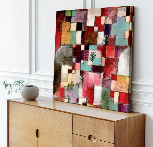 Quadro Stampa su Tela con Telaio in Legno Paul Klee - Red green and Violet–Yellow Rhythms