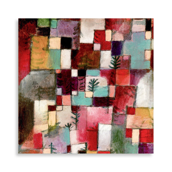 Quadro Stampa su Tela con Telaio in Legno Paul Klee - Red green and Violet–Yellow Rhythms