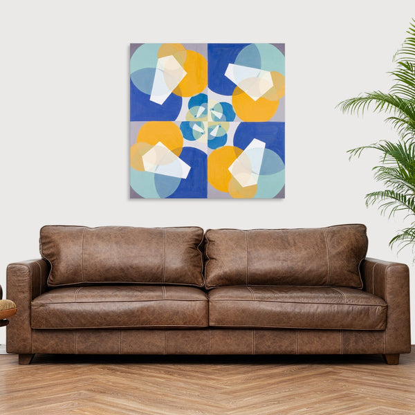 Quadro Stampa su Tela con Telaio in Legno Joseph Schillinger - Green Squares