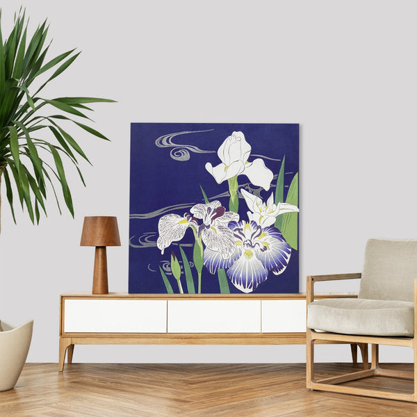Quadro Stampa su Tela con Telaio in Legno Kogyo Tsukioka - Irises