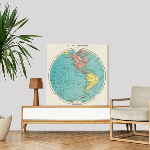 Quadro Stampa su Tela con Telaio in Legno Western Hemisphere