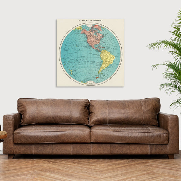 Quadro Stampa su Tela con Telaio in Legno Western Hemisphere