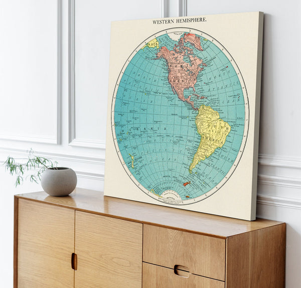 Quadro Stampa su Tela con Telaio in Legno Western Hemisphere
