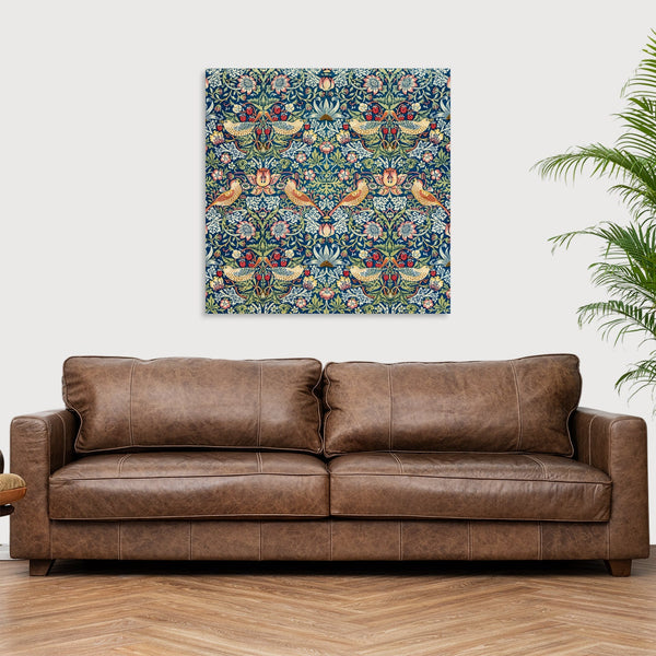Quadro Stampa su Tela con Telaio in Legno William Morris - Strawberry Thief