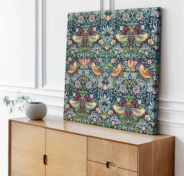 Quadro Stampa su Tela con Telaio in Legno William Morris - Strawberry Thief