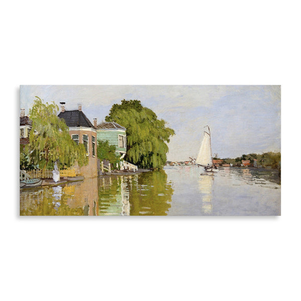 Quadro Stampa su Tela con Telaio in Legno Claude Monet - Houses on the Achterzaan
