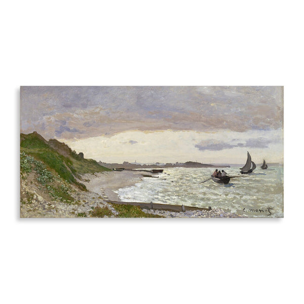 Quadro Stampa su Tela con Telaio in Legno Claude Monet - The Seashore at Sainte-Adresse