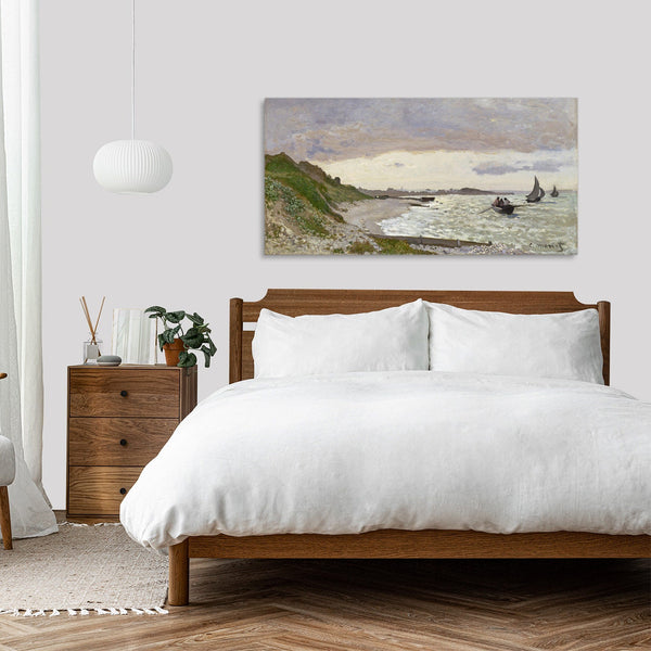 Quadro Stampa su Tela con Telaio in Legno Claude Monet - The Seashore at Sainte-Adresse