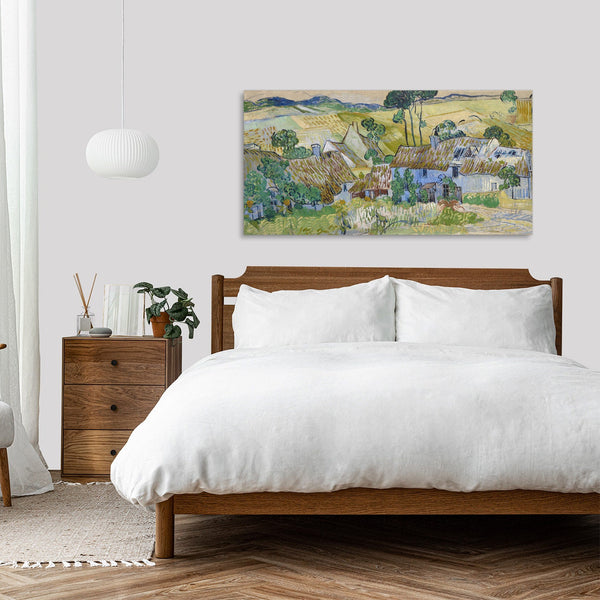Quadro Stampa su Tela con Telaio in Legno Vincent van Gogh - Farms near Auvers