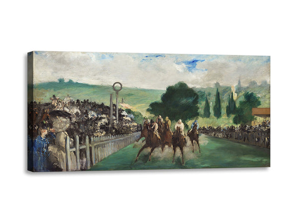 Quadro Stampa su Tela con Telaio in Legno Edouadr Manet - The Races at Longchamp
