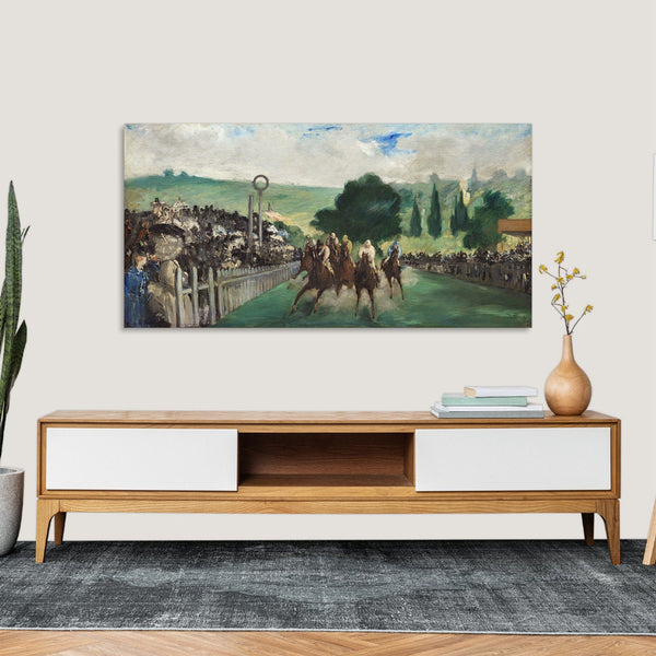 Quadro Stampa su Tela con Telaio in Legno Edouadr Manet - The Races at Longchamp