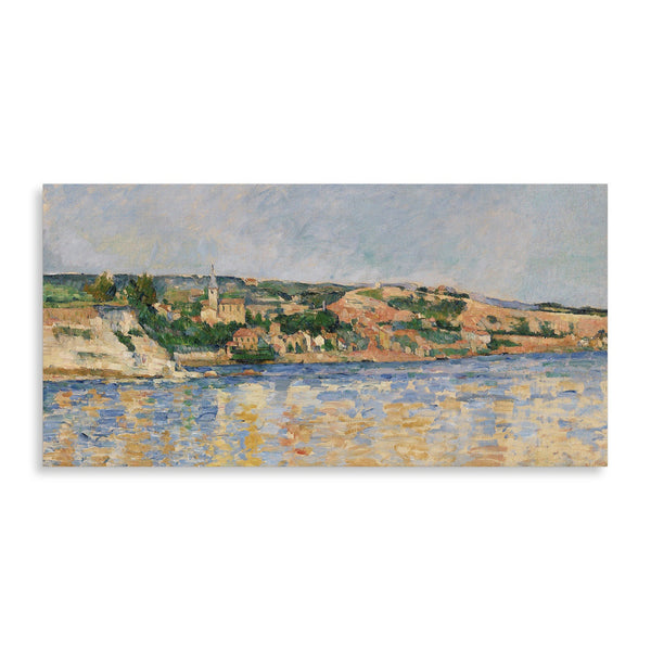 Quadro Stampa su Tela con Telaio in Legno Paul Cezanne - Village at the Water’s Edge