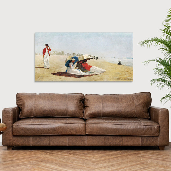 Quadro Stampa su Tela con Telaio in Legno Winslow Homer - East Hampton Beach, Long Island