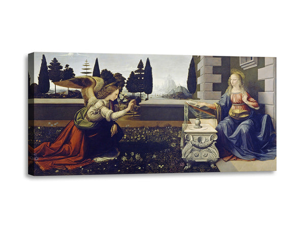 Quadro Stampa su Tela con Telaio in Legno Leonardo da Vinci - The Annunciation