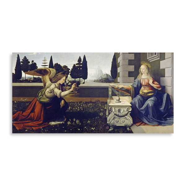 Quadro Stampa su Tela con Telaio in Legno Leonardo da Vinci - The Annunciation