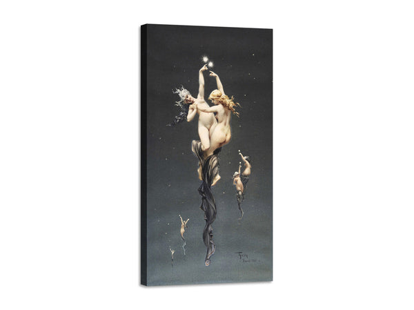 Quadro Stampa su Tela con Telaio in Legno Luis Falero - Twin Stars