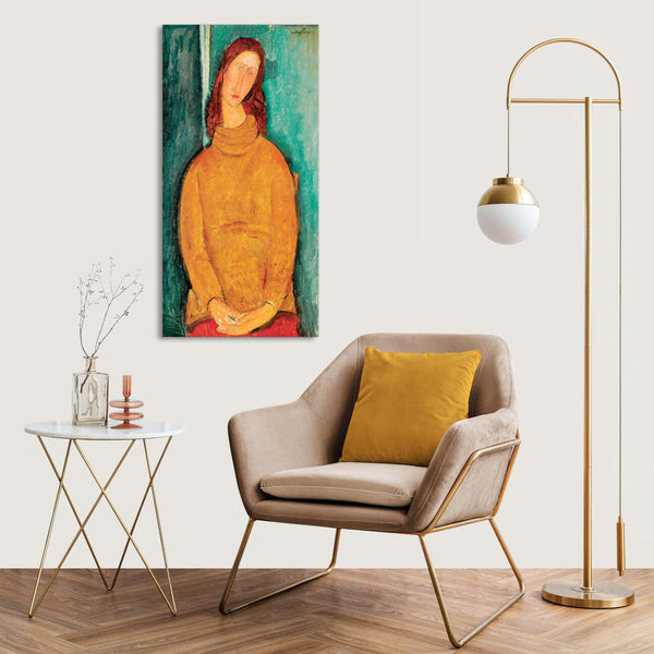 Quadro Stampa su Tela con Telaio in Legno Amedeo Modigliani - Portrait of Jeanne Hébuterne