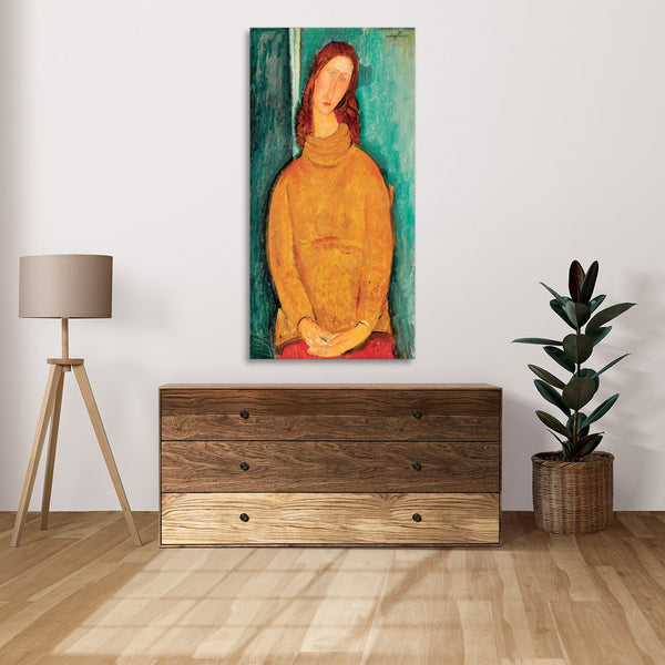 Quadro Stampa su Tela con Telaio in Legno Amedeo Modigliani - Portrait of Jeanne Hébuterne