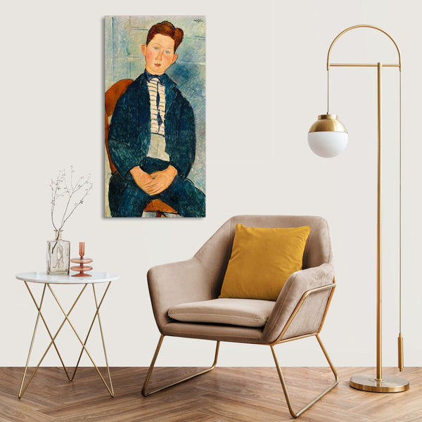 Quadro Stampa su Tela con Telaio in Legno Amedeo Modigliani - Boy in a striped sweater