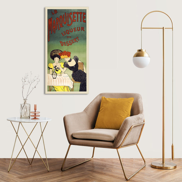 Quadro Stampa su Tela con Telaio in Legno Leonetto Cappiello - The marquisette dessert liqueur