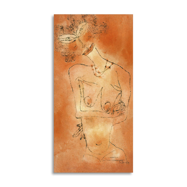 Quadro Stampa su Tela con Telaio in Legno Paul Klee - Lady Inclining Her Head