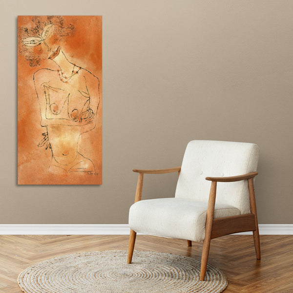 Quadro Stampa su Tela con Telaio in Legno Paul Klee - Lady Inclining Her Head