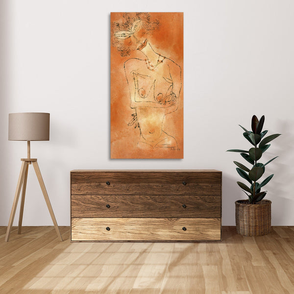 Quadro Stampa su Tela con Telaio in Legno Paul Klee - Lady Inclining Her Head