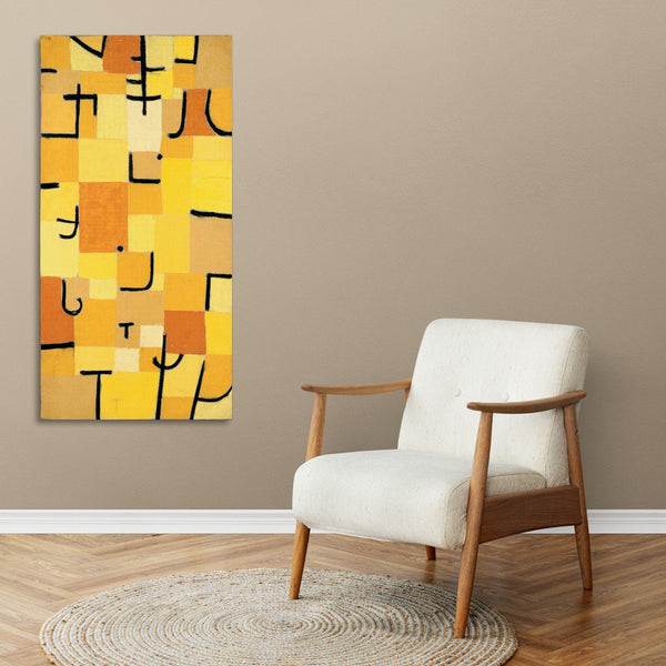 Quadro Stampa su Tela con Telaio in Legno Paul Klee - Signs in Yellow