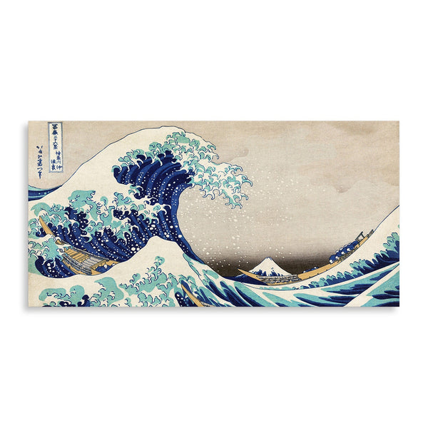 Quadro Stampa su Tela con Telaio in Legno Katsushika Hokusai - The Great Wave off Kanagawa