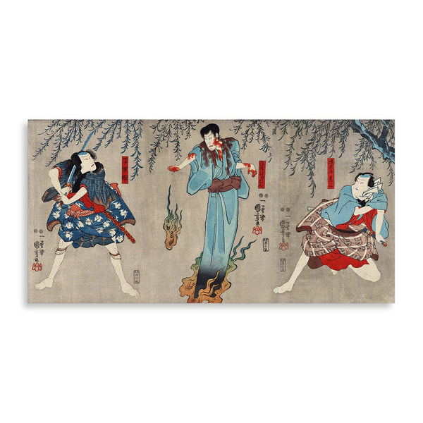 Quadro Stampa su Tela con Telaio in Legno Utagawa Kuniyoshi - Doguya Jinza Hokaibo Bokon Shimobe