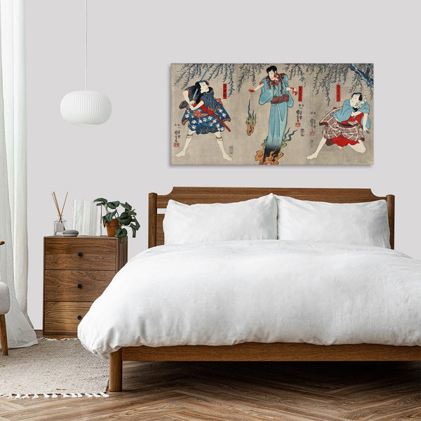Quadro Stampa su Tela con Telaio in Legno Utagawa Kuniyoshi - Doguya Jinza Hokaibo Bokon Shimobe