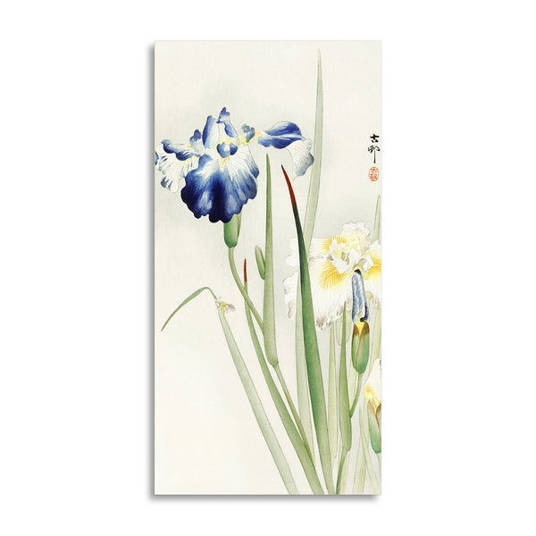 Quadro Stampa su Tela con Telaio in Legno Ohara Koson - Irises