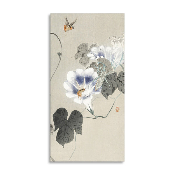 Quadro Stampa su Tela con Telaio in Legno Ohara Koson - Insects near bindweed