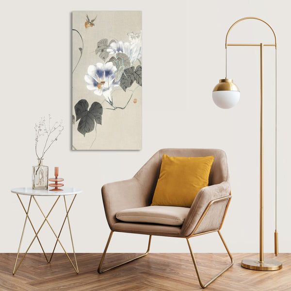 Quadro Stampa su Tela con Telaio in Legno Ohara Koson - Insects near bindweed