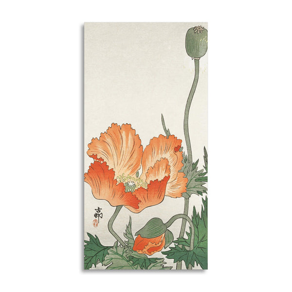 Quadro Stampa su Tela con Telaio in Legno Ohara Koson - Birds and plants
