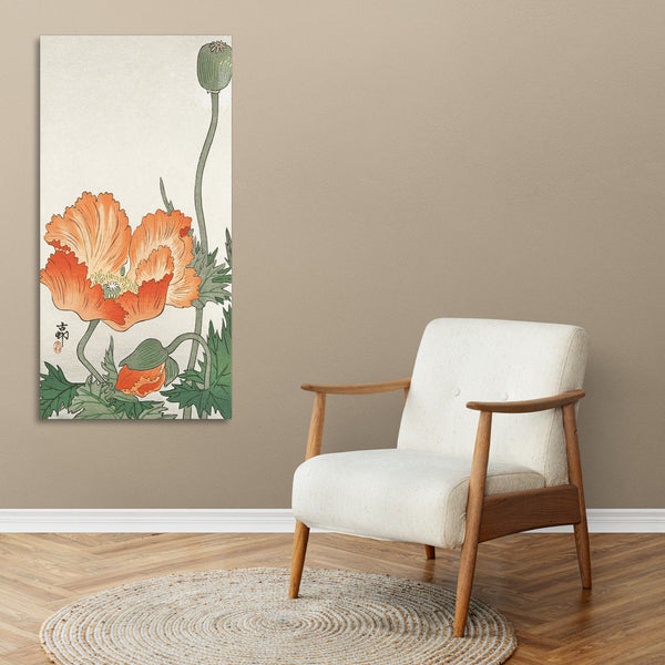Quadro Stampa su Tela con Telaio in Legno Ohara Koson - Birds and plants
