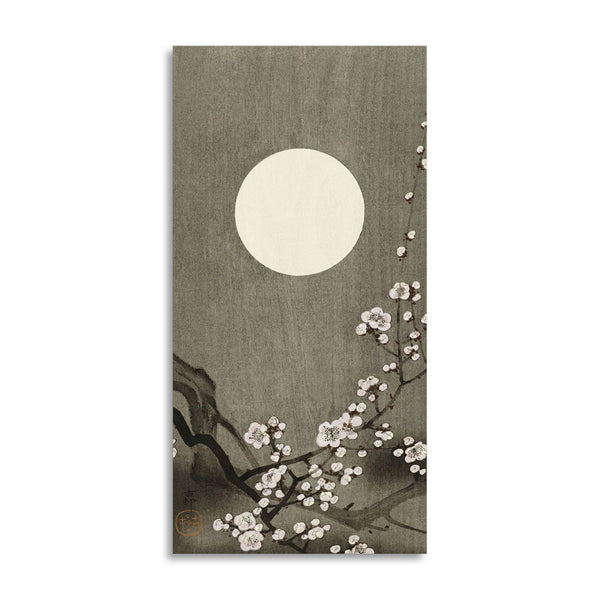 Quadro Stampa su Tela con Telaio in Legno Ohara Koson - Blooming plum blossom at full moon