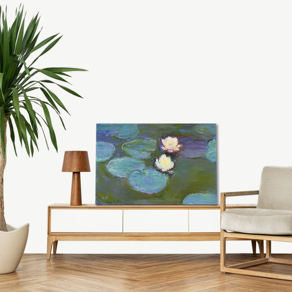Quadro Stampa su Tela con Telaio in Legno Claude Monet - Nympheas
