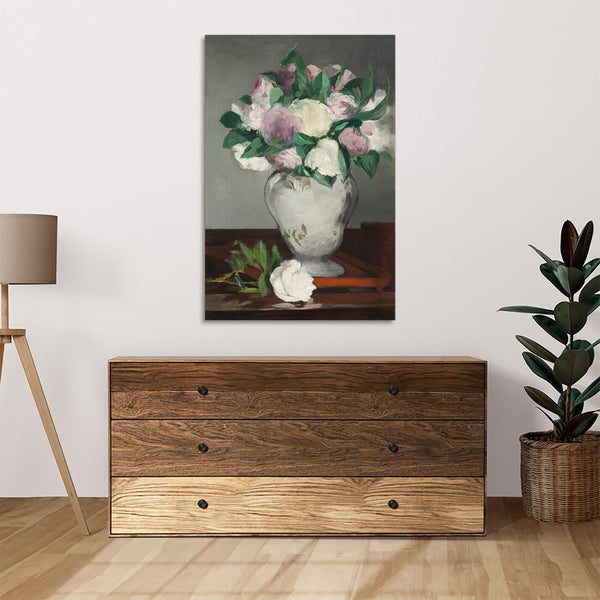 Quadro Stampa su Tela con Telaio in Legno Edouadr Manet - Peonies