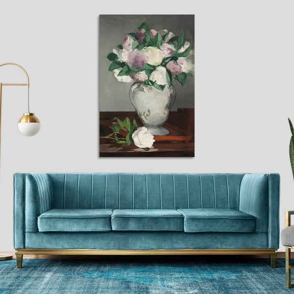 Quadro Stampa su Tela con Telaio in Legno Edouadr Manet - Peonies