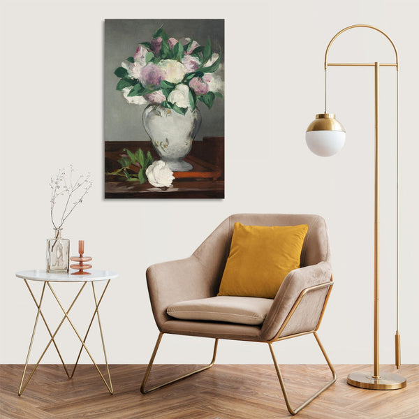 Quadro Stampa su Tela con Telaio in Legno Edouadr Manet - Peonies