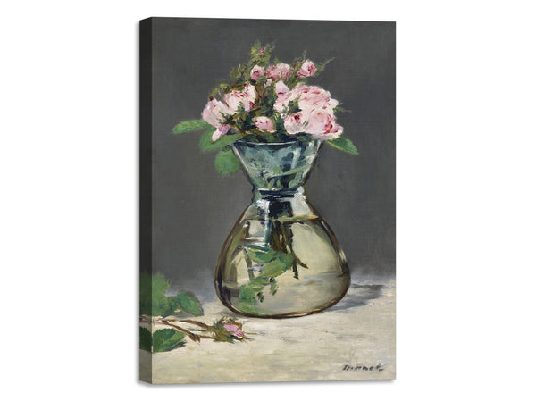 Quadro Stampa su Tela con Telaio in Legno Edouadr Manet - Moss Roses in a Vase