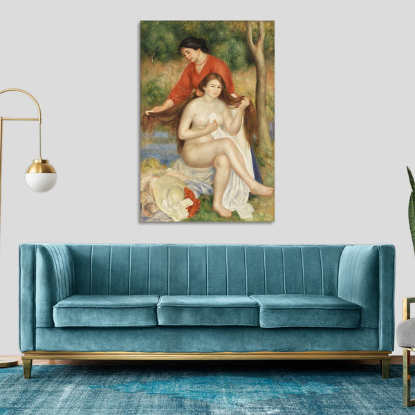 Quadro Stampa su Tela con Telaio in Legno Pierre-Auguste Renoir - Bather and Maid