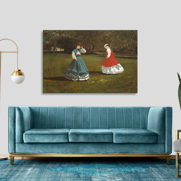 Quadro Stampa su Tela con Telaio in Legno Winslow Homer - Croquet Scene
