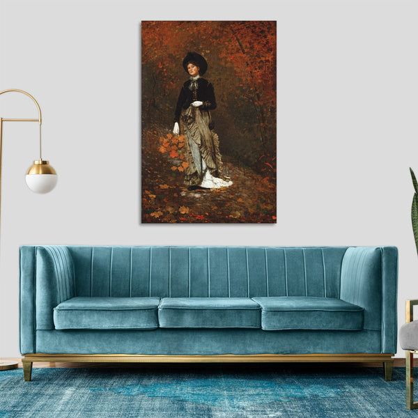 Quadro Stampa su Tela con Telaio in Legno Winslow Homer - Autumn