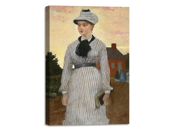 Quadro Stampa su Tela con Telaio in Legno Winslow Homer - The Red School House