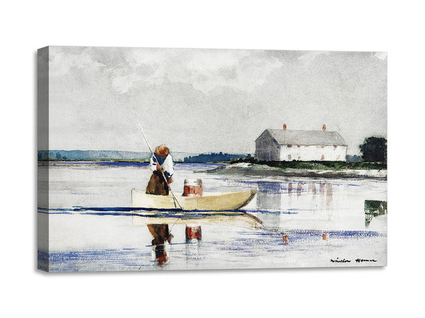 Quadro Stampa su Tela con Telaio in Legno Winslow Homer - Spearing Eels in late