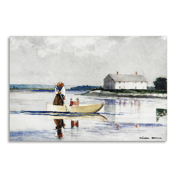 Quadro Stampa su Tela con Telaio in Legno Winslow Homer - Spearing Eels in late